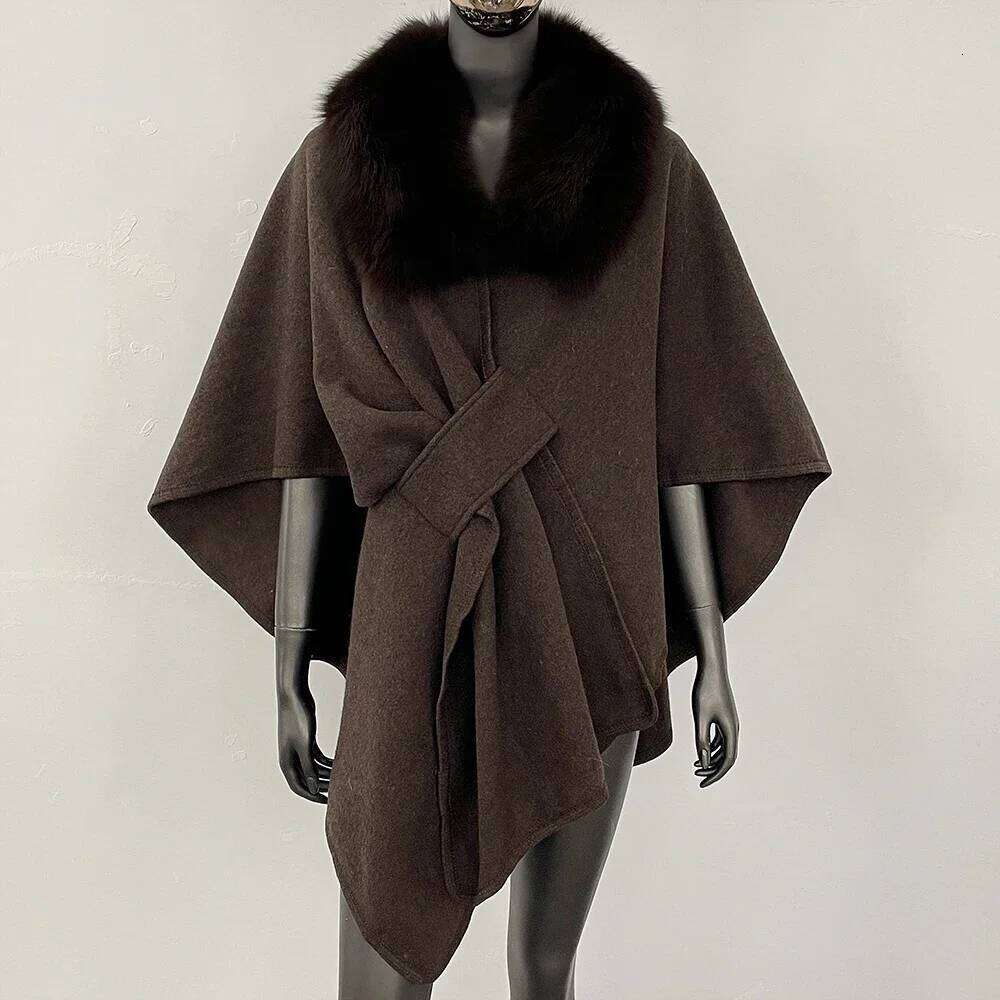 Dresses Dresses Spring Real Jacket Women Cloak Poncho Wool Coat Warm Shawl Designer Blanket Scarf Female Cape Stole Fur Coats