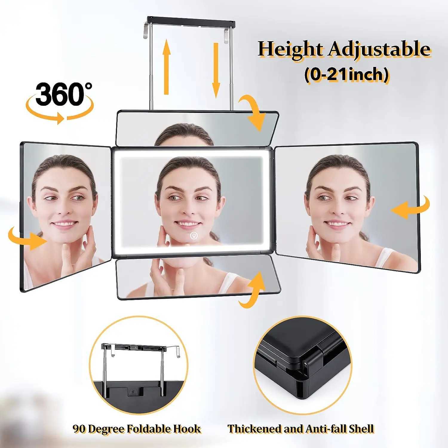 5 Way Mirror Barber Mirror for Self Hair Cutting 360 Mirror for Men Shaving Makeup Mirror with Height Adjusta for Braiding C250917