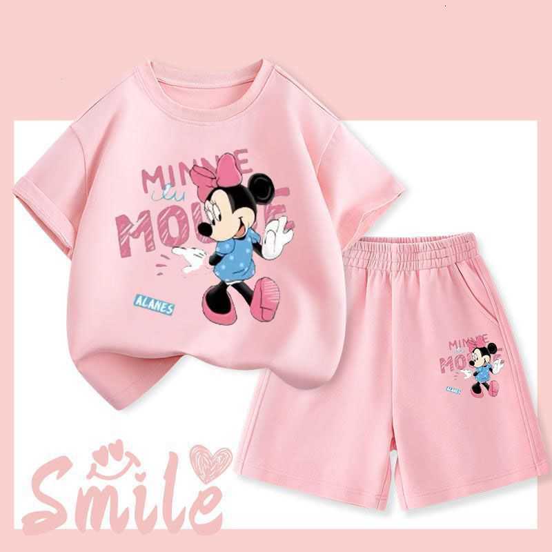 Disney Summer Baby Girls Clothes Set Children Girl Disney Minnie T-shirts And Shorts 2 Pieces Suit Kid Short Sleeve Top Bottom Outfits X250524