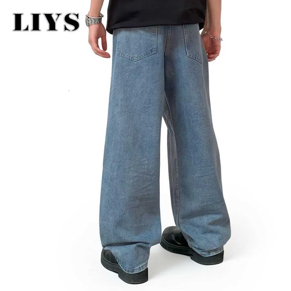 Autumn Retro Loose Straight Leg Jeans Mens Casual Denim Pants Classic Male Straight Leg Denim Pants Solid Denim Mens PantsZ250917