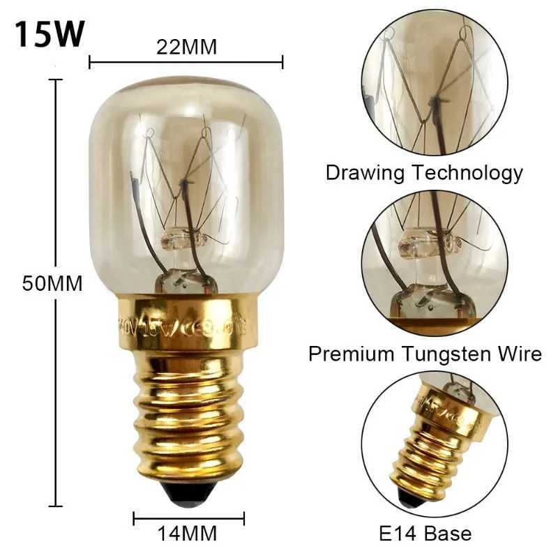 5pcs 220V E14 300 Degree High Temperature Resistant Microwave Oven Bulb Cooker Lighting Bulb 15W 25W Gold Silver C250917