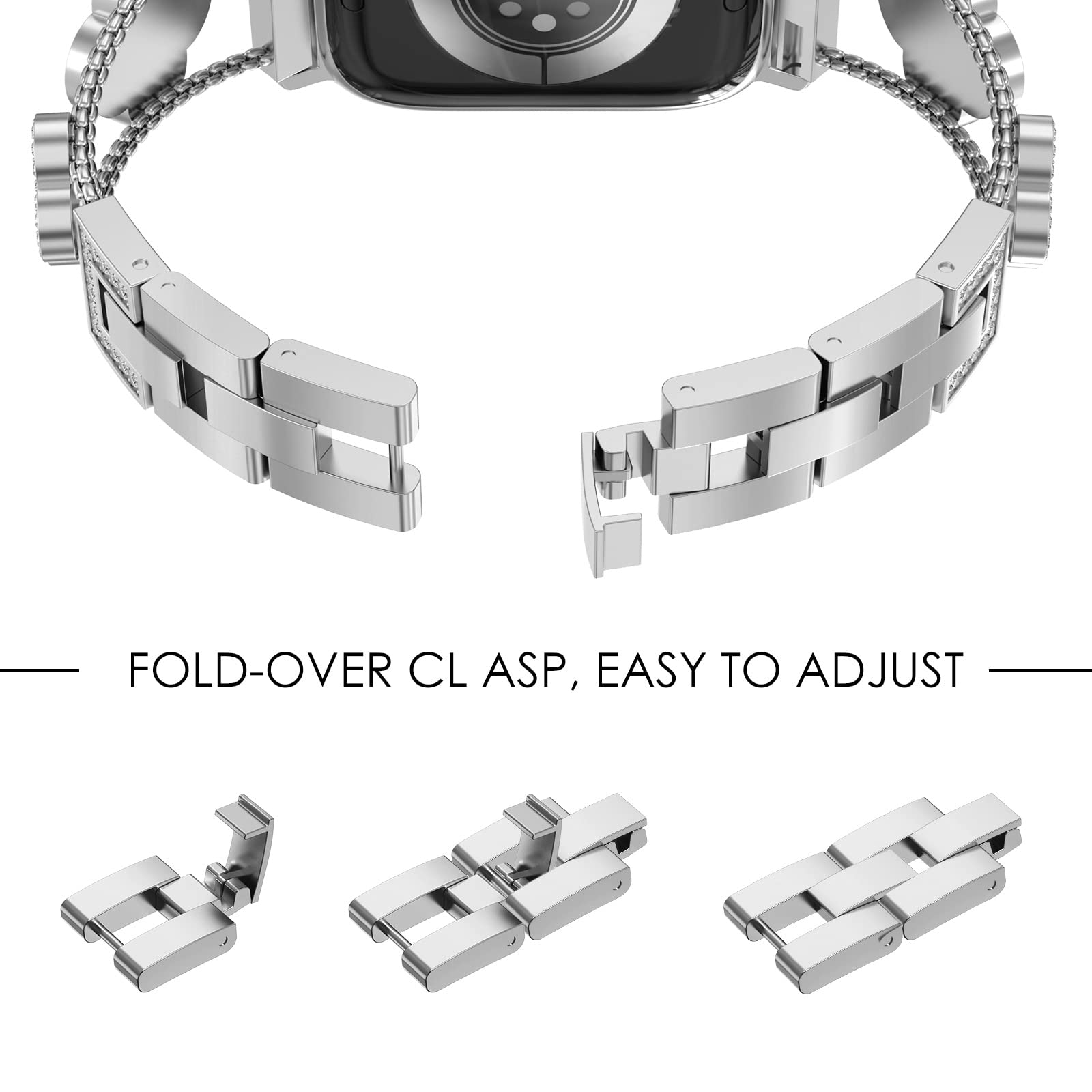 Metal Strap For Apple Watch Band Ultra 4mm 45mm 40mm 41mm 49mm Bling Butterfly Bracelet Chain for iWatch Series 9 8 7 6 5 SE 4 3