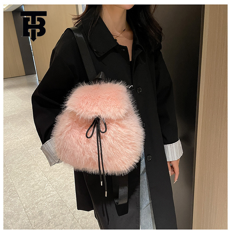Designer Bag High-end Furry Small Backpack 2025 Autumn Winter Trendy Women's Luxury Bag New Luxury Plush Ultra-light Backpack Casual Hot Item