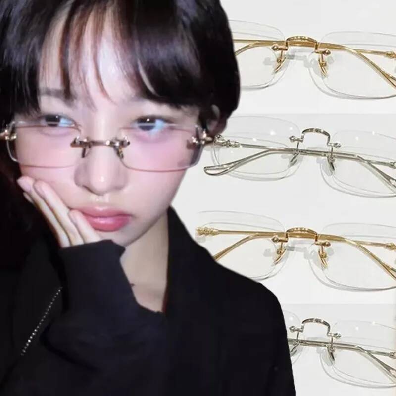 Rimless Rectangle Sunglasses Men Women Fashion Vintage Shades Brand Design Ocean Lenses Sun Glasses UV400 Metal Eyewear ddmythur