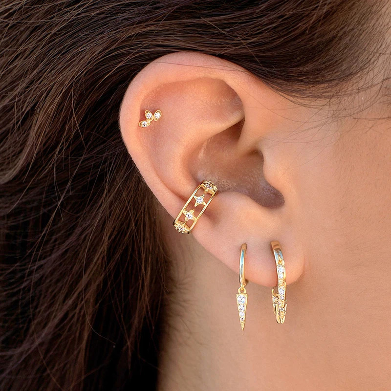 925 Sterling Silver Needle Punk Spike Rivet Pendant Earrings Womens Fashion Crystal Cone Geometry Hoop Earrings Fine Jewelry 250916