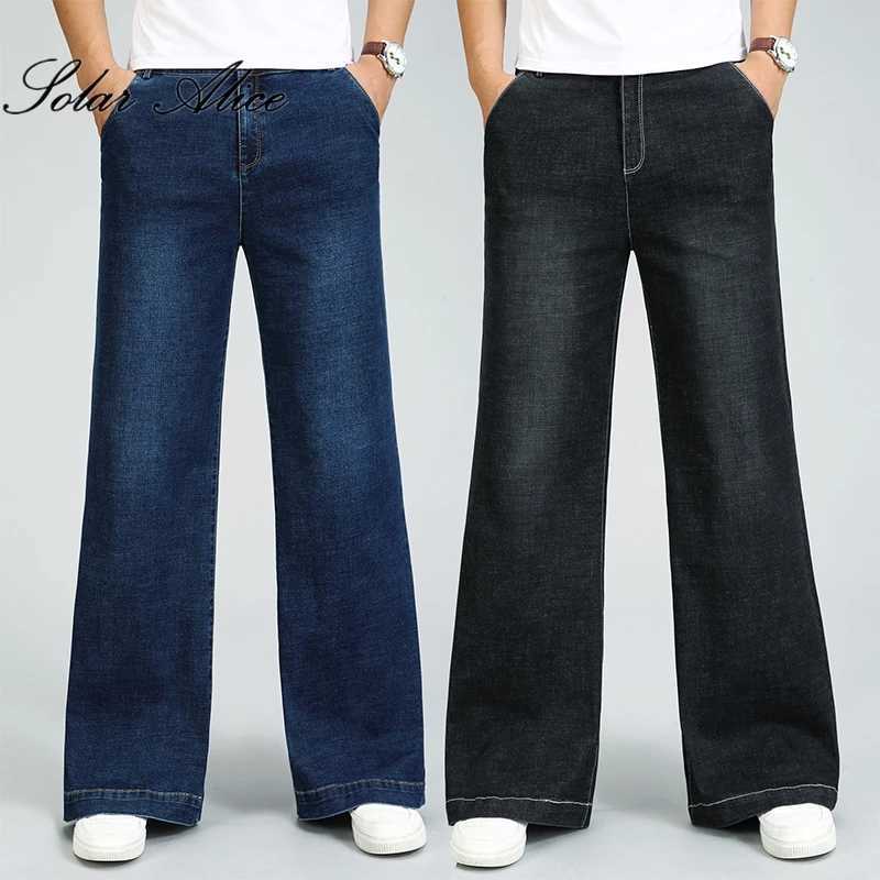 2023 Mens Four Seasons New MidWaist Big Straight Jeans Loose Stretch Microflared Casual PantsZ250917