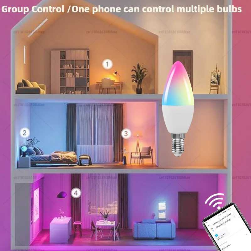 Led Bulb Candle Smart Lamp E14 TUYA Bluetooth Dimmable RGB Light 220V Tuya APP Group Control Smart Life For Home Room Decoration C250917
