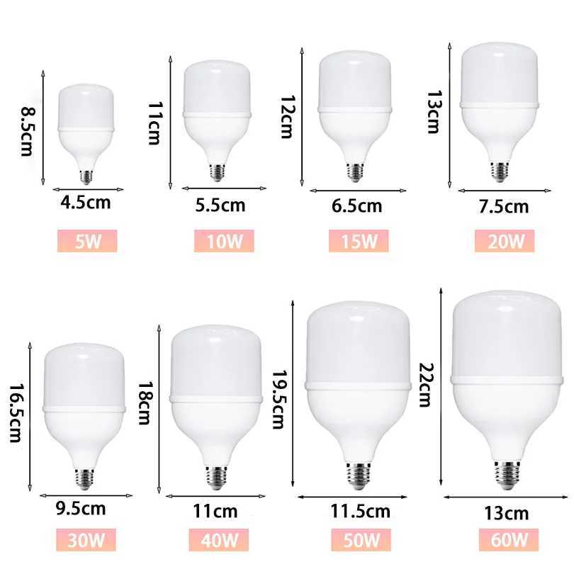 LED Big Light Bulbs E27 20W 30W 40W 50W Screw Mouth Lights Saving Energy Lamp Interior Living Room Bedroom Office Lighting C250917