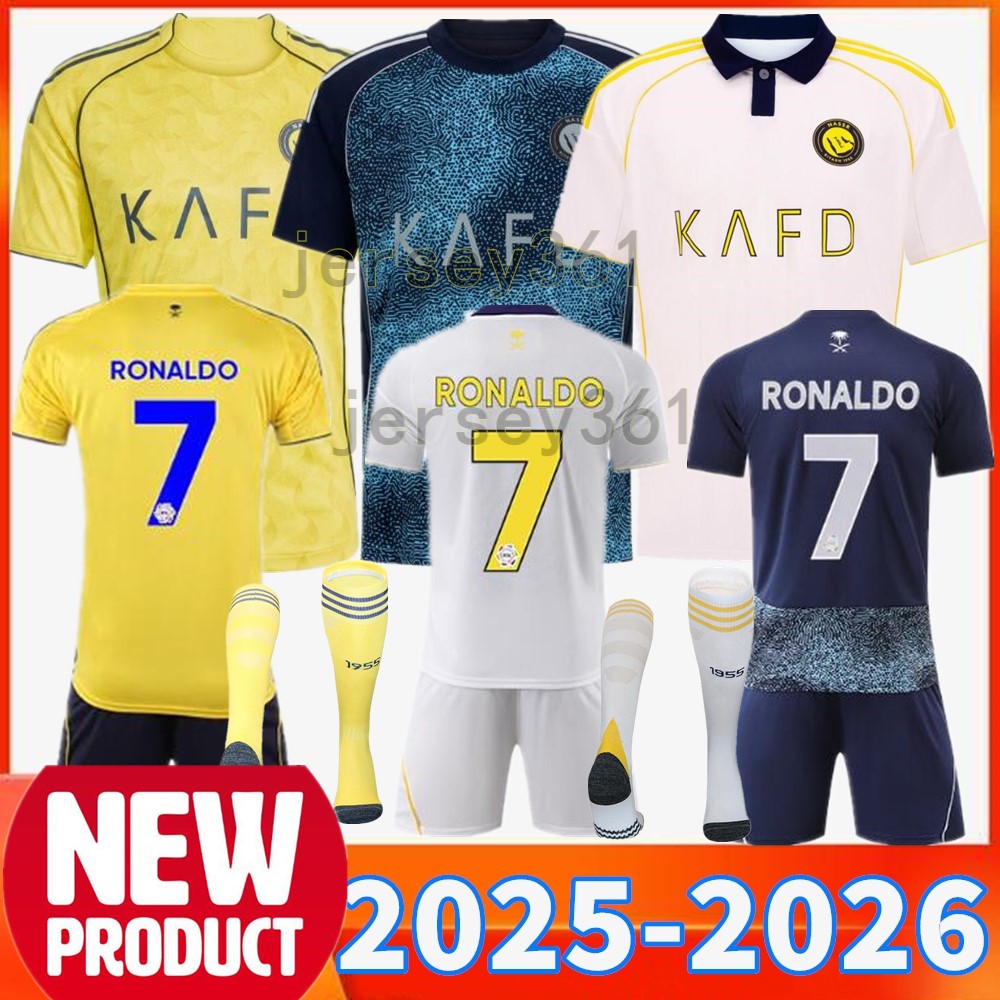 New 24 25 26 Al-Nassr FC soccer Jerseys Ronaldo MANE Men Kids Kit uniform Home boys Football shiirt 2025 2026 AlNassr away third MARTINEZ GHAREEB Saudi Arabia Shirt
