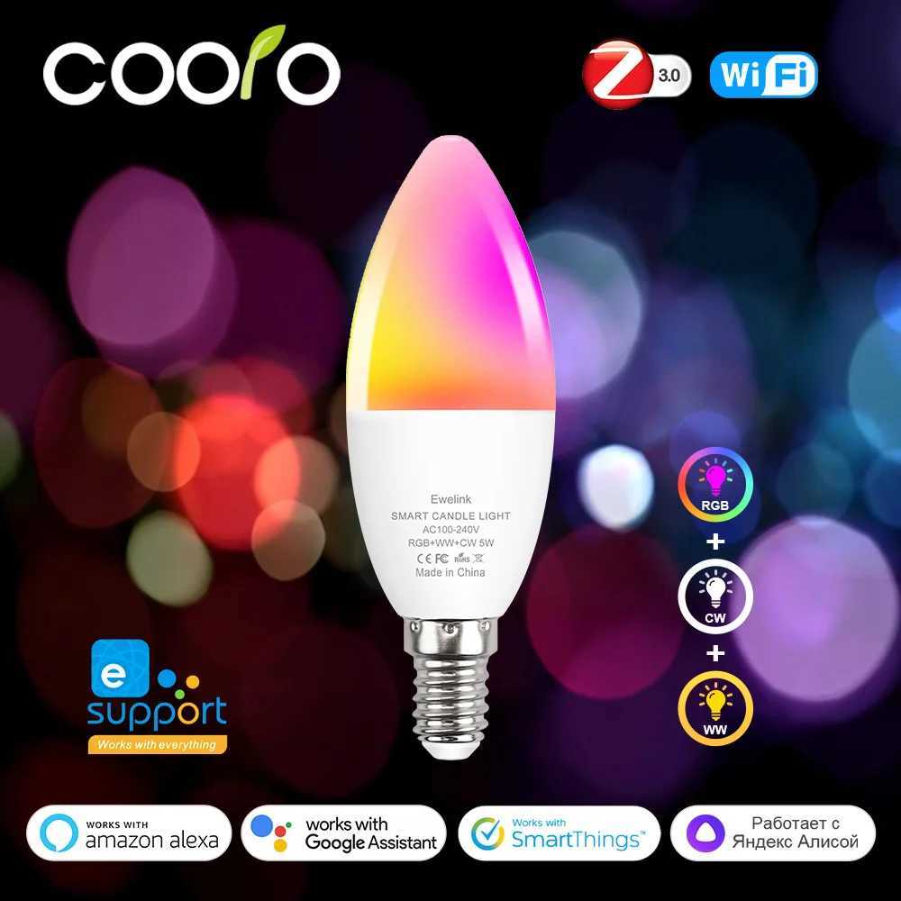 Ewelink E14 Smart Wifi Led Light Bulb Zigbee RGBCW Candle Lamp Works With Alexa Google Home Yandex Alice Smartthings C250917