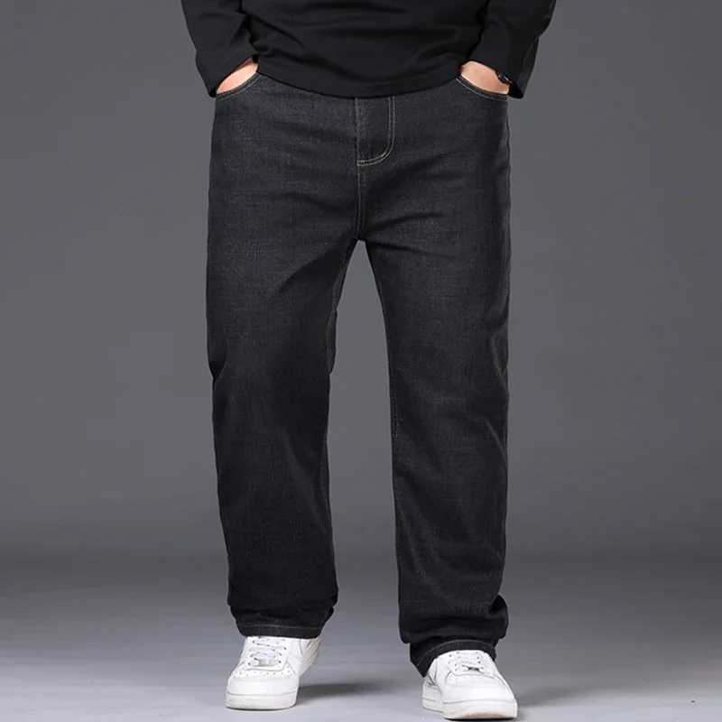 4250 Plus Size Mens Jeans Business Casual Denim Pants High Waist Straight Leg Loose Elastic Comfortable Trousers Male ClothingZ250917