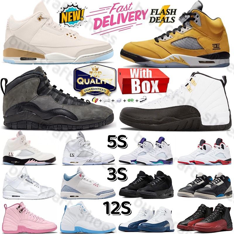 With Box Basketball shoes 5s 12s 3s Sports Shoes Black Metallic Fire Red Tokyo Taxi Shadow Grape Pink Pure Money Mens Womens Outdoor Shoes Top Quality Trainers Eur 36-45