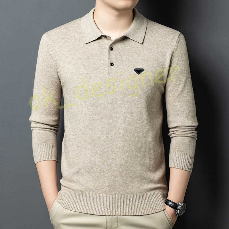 Designer Men's Sweaters 2025 Autumn Winter High-Quality Turn-Down Collar Sweater Men Business Casual Soft Thickened Knitted Base Shirt Men's Top