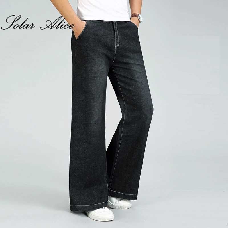 2023 Mens Four Seasons New MidWaist Big Straight Jeans Loose Stretch Microflared Casual PantsZ250917