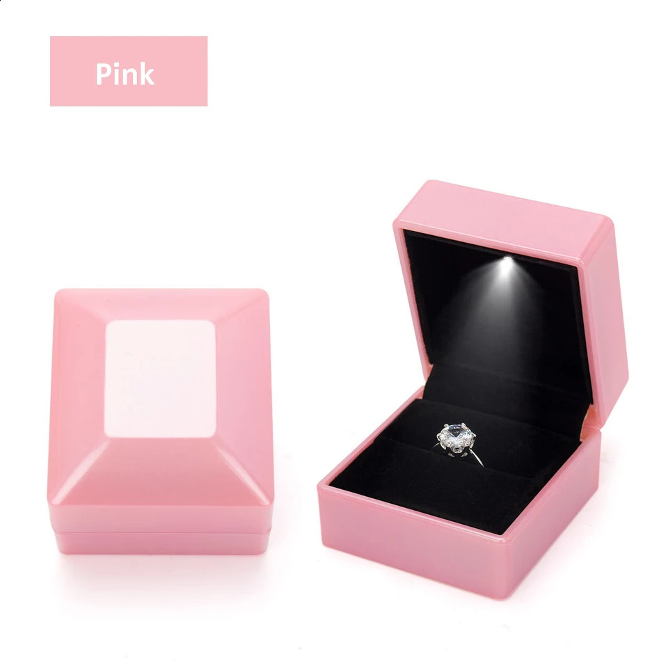 Ring Box Led Light Proposal Engagement Ring Boxes Jewelry Gift Box Red Wine Ring Case For Wedding ValentineS Day Anniversary 250916