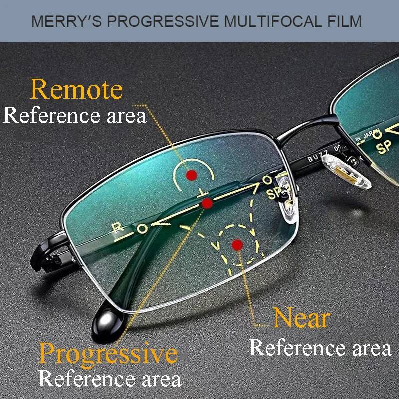 Progressive Multifocus Reading Glasses Blue Light Blocking Titanium Anti-fatigue Full frame Multifocal Readers Eyeglasses 1.0to4 ddmythur