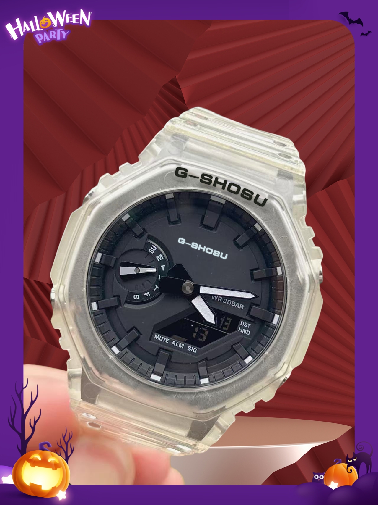 Iced Out Watch Full Function Unisex Sports Digital Electronic Watch Waterproof Large Dial LED Dual Display Oak Series G4