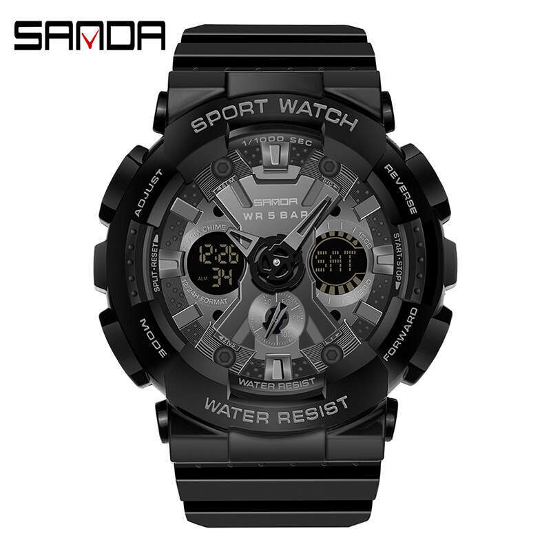 DHgargets Sanda 6033 for Men and Women Harajuku Style Trendy Dual Display Multifunctional Sports Waterproof Junior High School Student Korean Version 