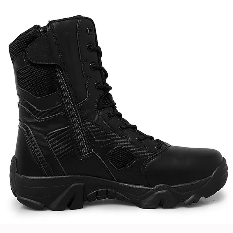 Mens Tactical Boots Autumn Lightweight Plus Size Sidezip Mesh US Combat Boots Outdoor Durable Hiking Desert Work Boot 250916