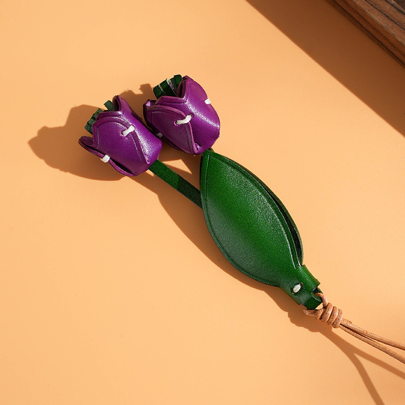 Leather flower charm for womens bag pendant high-quality handmade genuine classyflorals accessories 250715