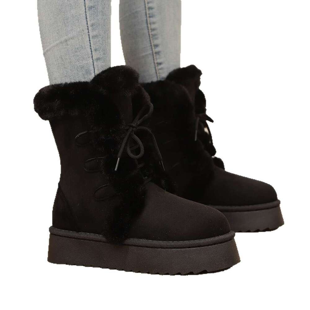 Designer Boots Women Anti-Slip Winter Snow Boots 2025 Winter New Design Fur-Lined Thick Warm Cotton Boots Brown Black Size 36-42