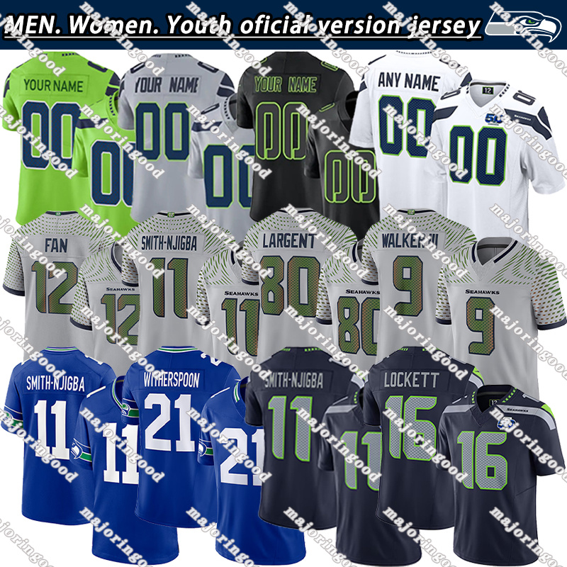 Seattles SeahawksS Jersey SeahawksJersey DK Metcalf Jaxon Smith-Njigba Cooper Kupp #12 Fan Sam Darnold Kenneth Walker III Football Jerseys