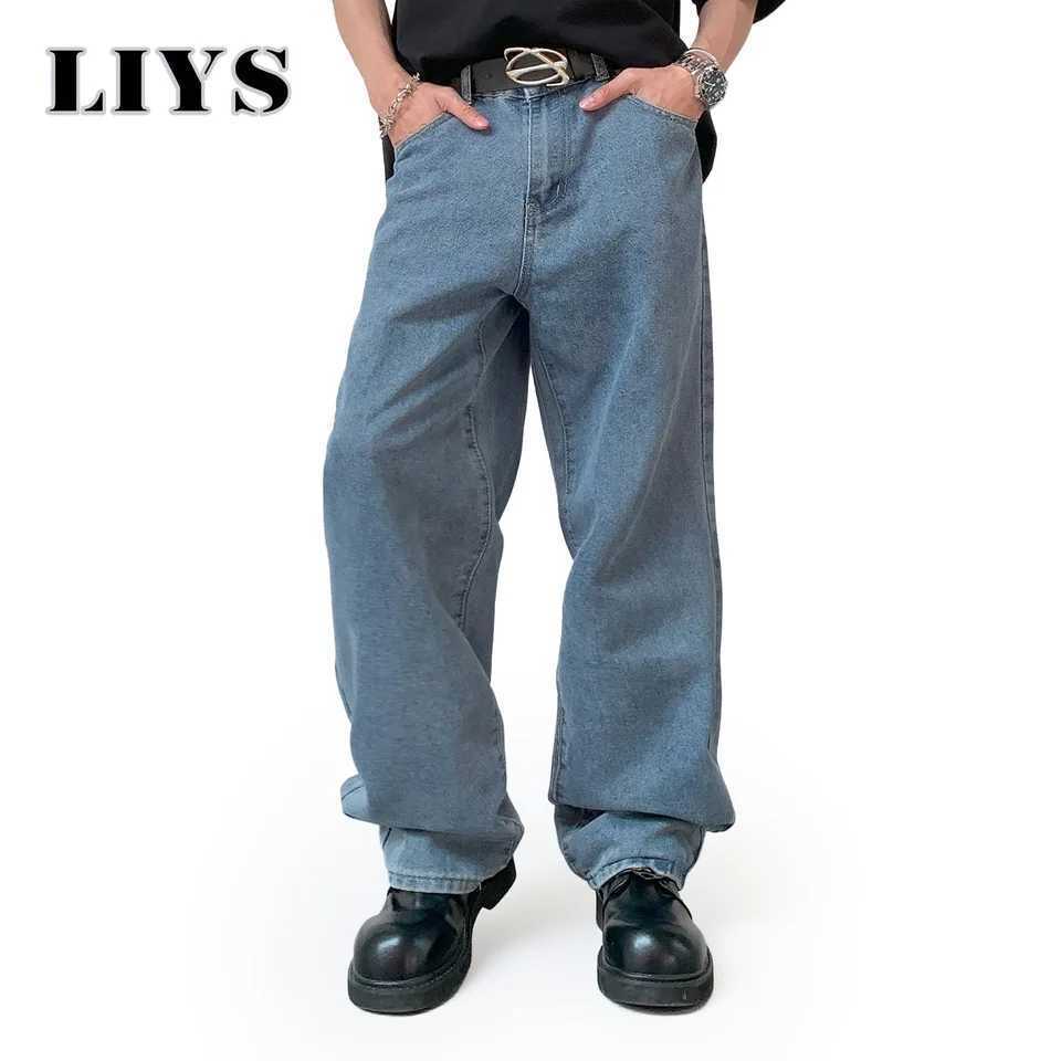 Autumn Retro Loose Straight Leg Jeans Mens Casual Denim Pants Classic Male Straight Leg Denim Pants Solid Denim Mens PantsZ250917