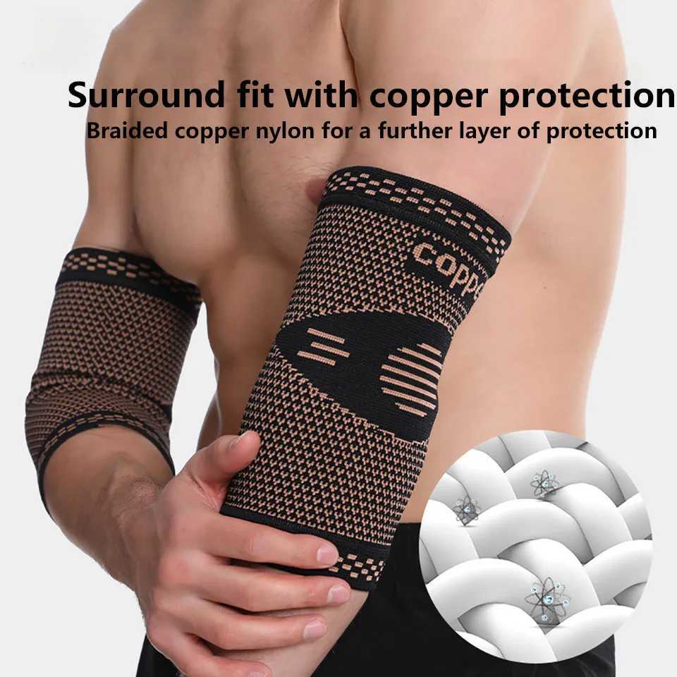 1Pcs Copper Compression Elbow Pads Sports Brace Arm Pads Fitness Tennis Basketball Volleyball Arm Guard for Elbow Pain Relief J250917