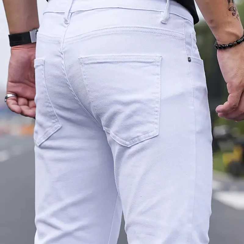 New Men Stretch Skinny Jeans Fashion Casual Slim Fit Denim Trousers White Black Blue Pants Male Brand Clothes size 2736Z250917
