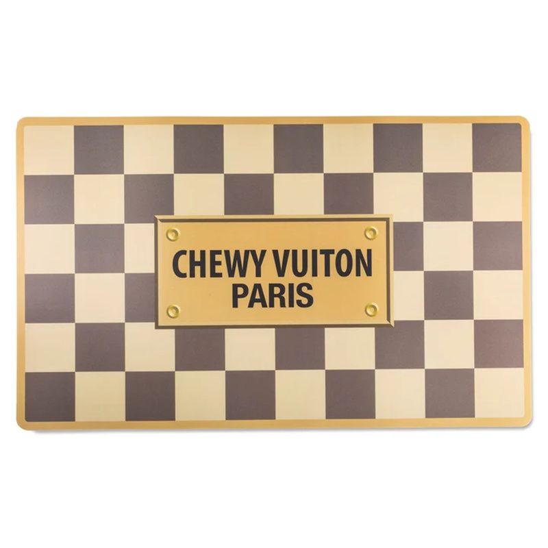 Pet PU Mat Checker Mat Pet Rice Bowl Drink Water Dog Bowl Placemat Waterproof Placemat 2 Colors
