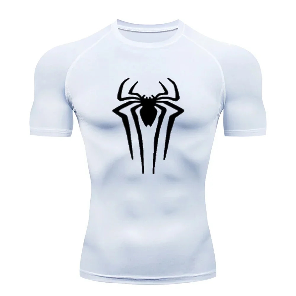 Spider Print Mens Sports Tshirts Fitness Gym Tight Compression Shirt Summer Breathable Quick Drying Tees Y2K Short Sleeve Tops 250917