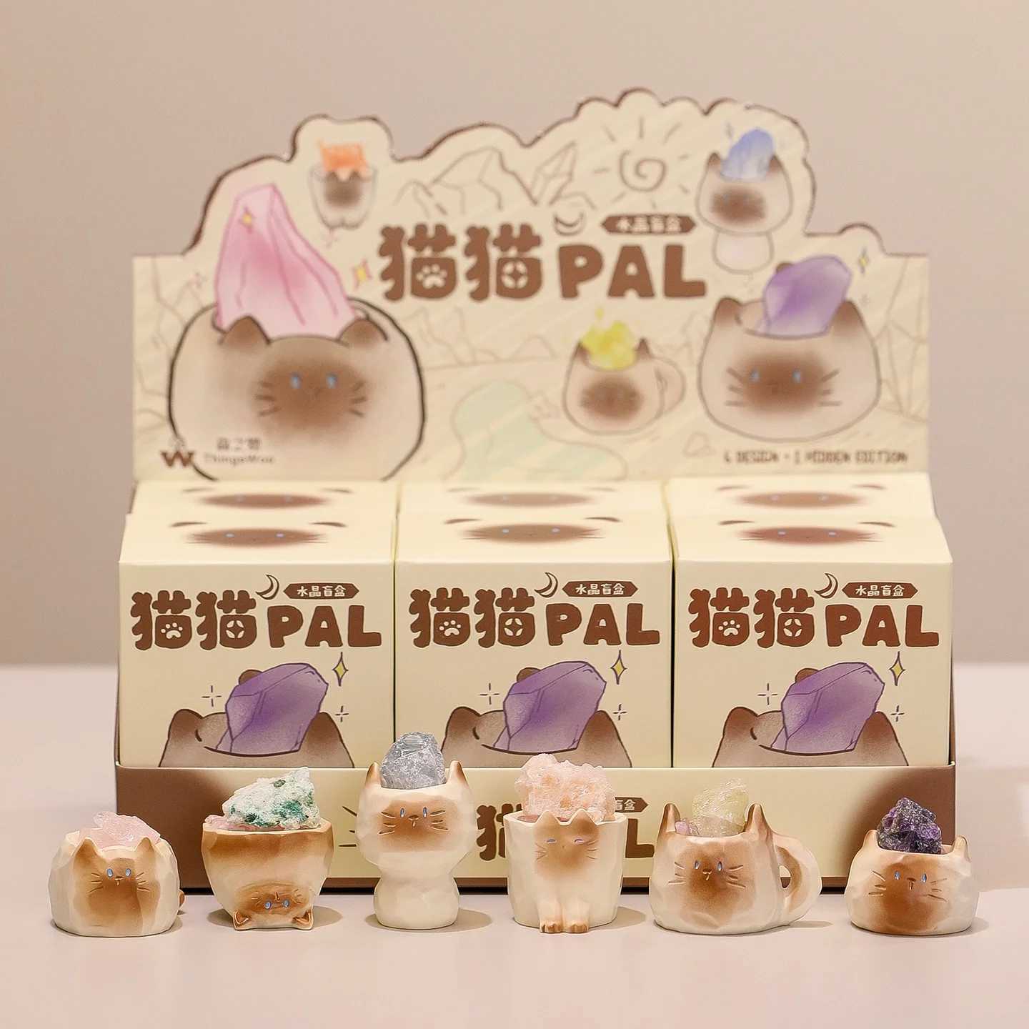 Creative Cat Crystal Blind Box Desktop Ornament Decor Animal Crystal Stone Random Mysterious Box Birthday Gift Collection Toy C250917