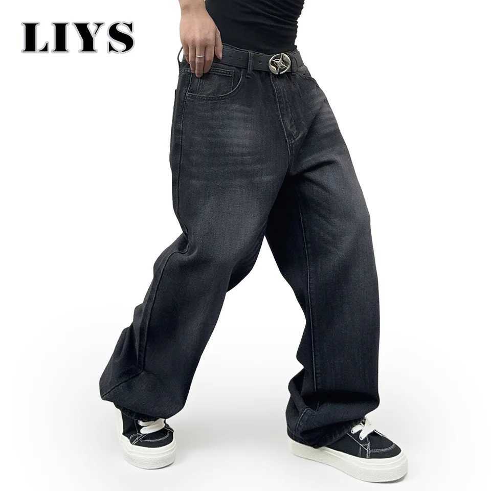 1Pcs Mens Daily Travel Casual American Street Loose Jeans Black Fashion Street Style Retro Wide Leg Pants Jeans Denim PantsZ250917