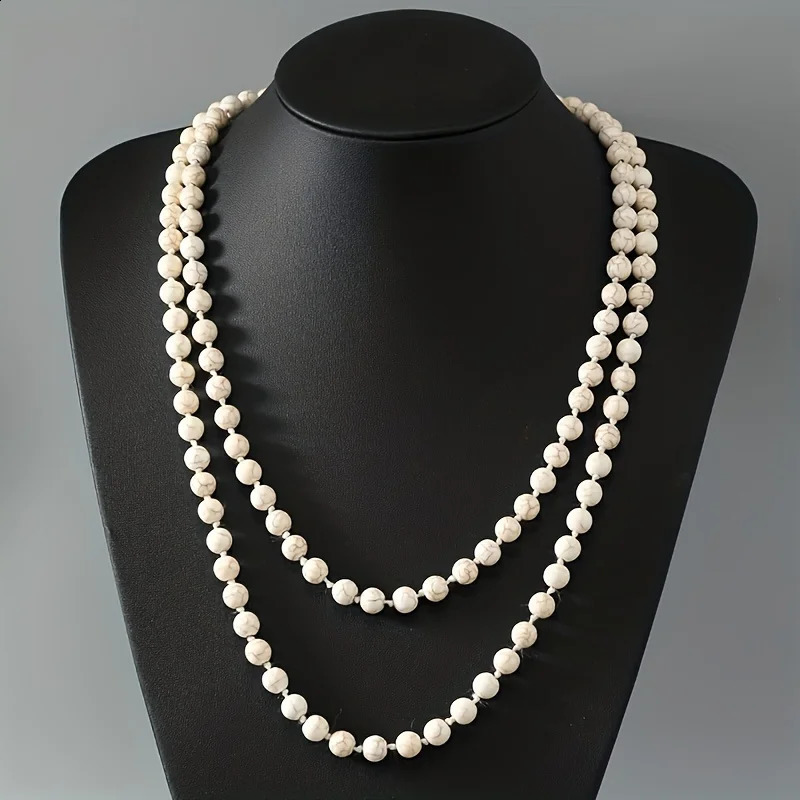 Bohemia Turquoise Long Necklace Simple Beaded Neck Chain Stylish Ladies Jewelry Accessories 250916