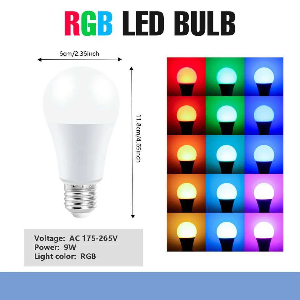 16 Colors RGB Bulb LED Multicolor Bulb E27 220V Household Lighting Dimmable 24 Key Remote Control Smart Lamp Atmosphere Light C2509171