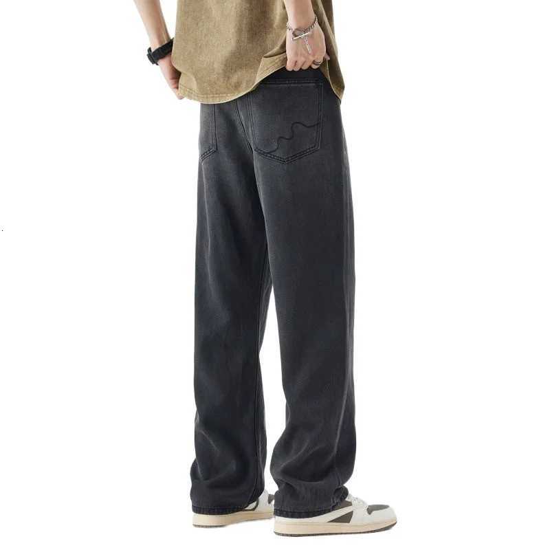 Mens High Street Casual Straight Lyocell Fabric Korean Fashion Denim Pants Baggy Simple Male Wide Trousers Mens summer pantsZ250917