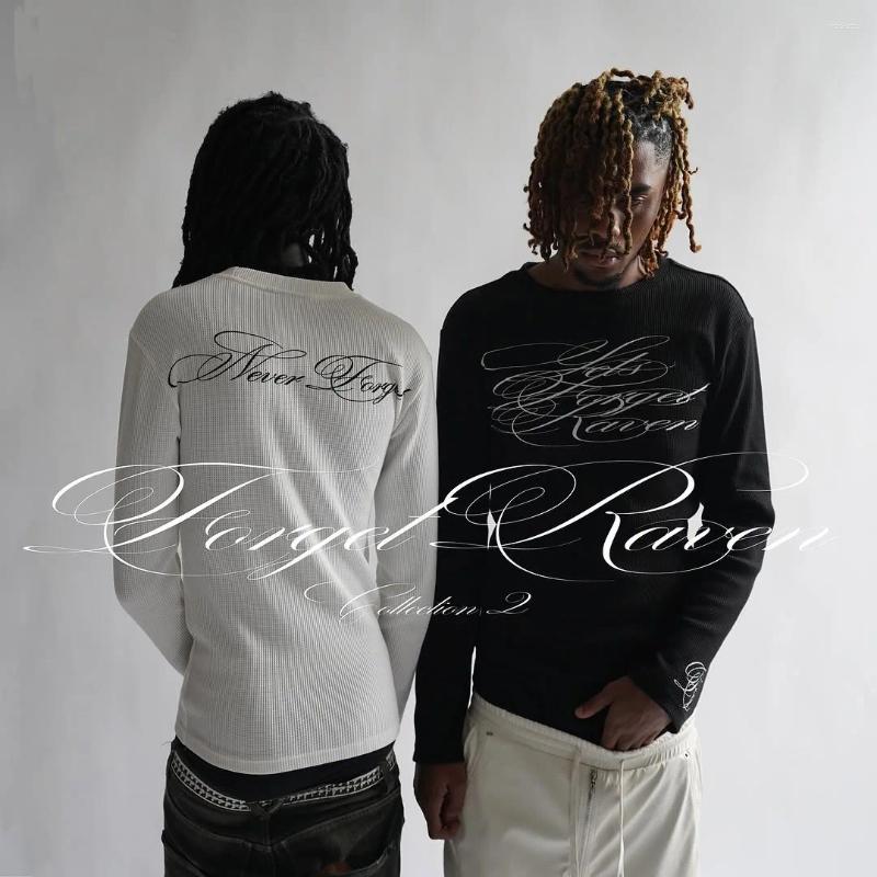 Men's T Shirts Vintage Casual Long-sleeved T-shirt Men Women Harajuku Retro Letter Graphic Street Gothic Trendy 2000s Clothing