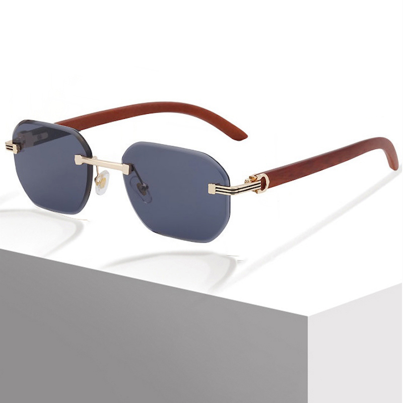 Square Rimless Sunglasses Vintage Men 2025 Luxury Brand Trendy Frameless Punk UV400 Eyewear Anti Blue Light Prescription Glasses CB