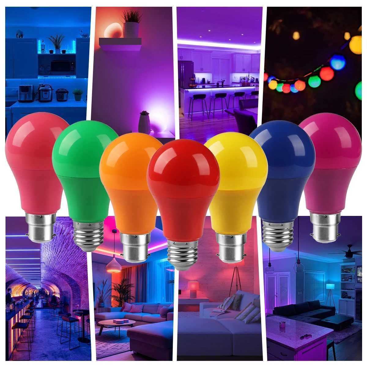 110pcs E27 B22 Led Colorful Bulb 8W AC 110V 230V RED Blue Light are available for festival celebration KTVBarShowcase C250917