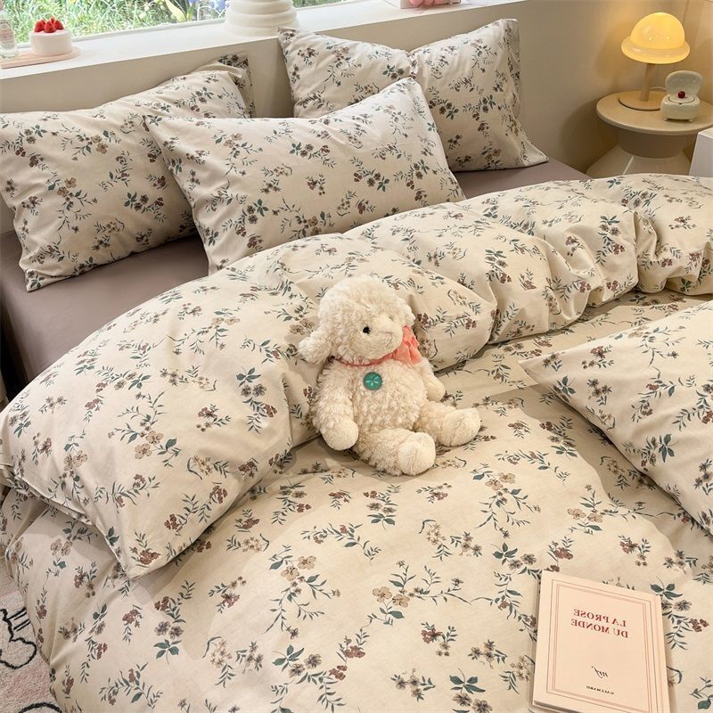 Japanese Ins Style Boys Black and White Striped Bedding Four-piece Set Quilt Cover Bed Sheet Student Dormitory Sanmin One W260302