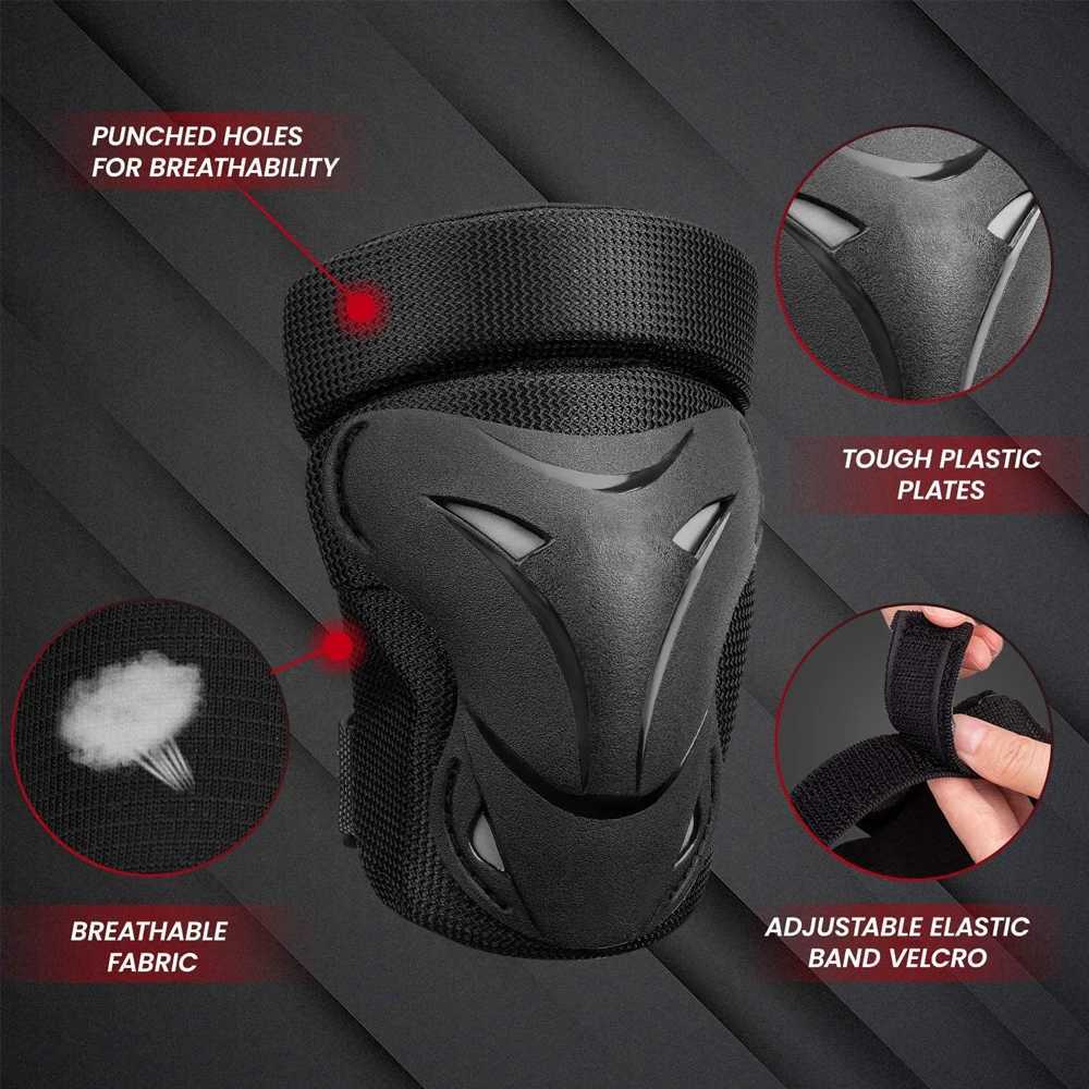 6Pcsset Protective Gear Set Skating Knee Pads Elbow Pad Wrist Hand Protector for Kids Adult Cycling Roller Rock Climbing Sports J250917