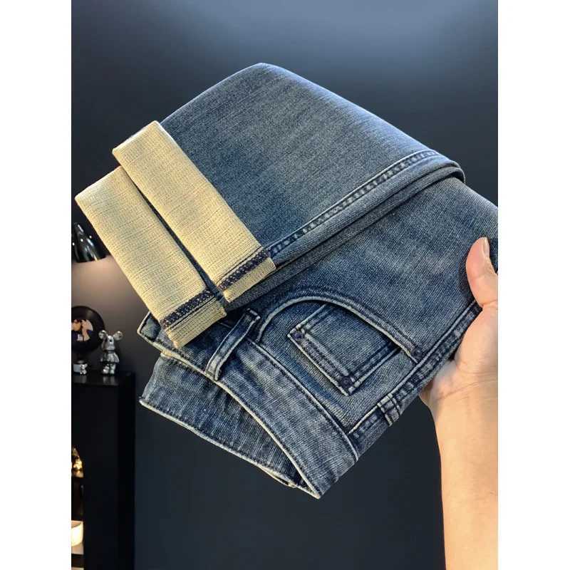 Loose straight leg jeans mens 2025 autumn new style American high street trendy brand elastic versatile casual long pantsZ250917