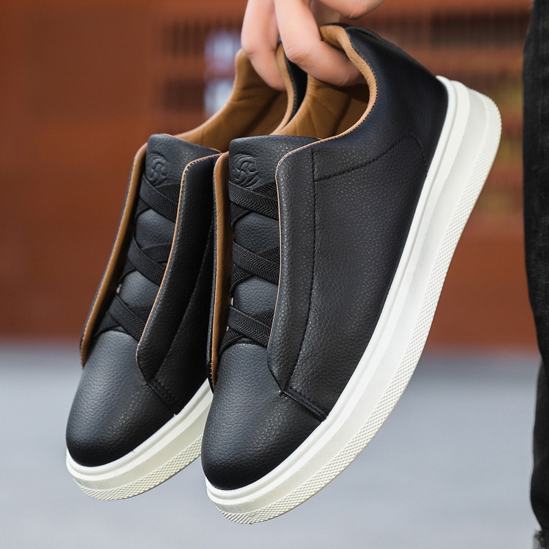 Men's Extra Large Size 46 White Sneakers Trendy Retro Low-Top Casual Leather Upper Soft Sole Breathable Comfortable Shoes