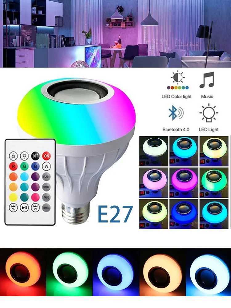 12W E27 RGB Colorful Music Remote Control LED Bulb Led Smart Lights Bluetooth Music Bulb Lamp Led Dimmable Bulb For Home Party C250917