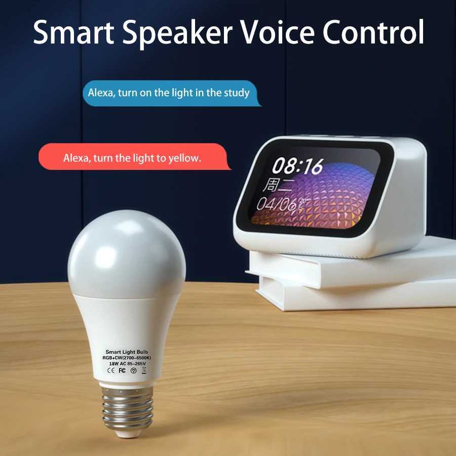 Tuya Smart WiFi Bulb Alexa Led Lamp E27 B22 RGB Smart Light Bulbs 18W 12W 15W 110V 220V Lamp For Google Assisatnt Smart Life C250917