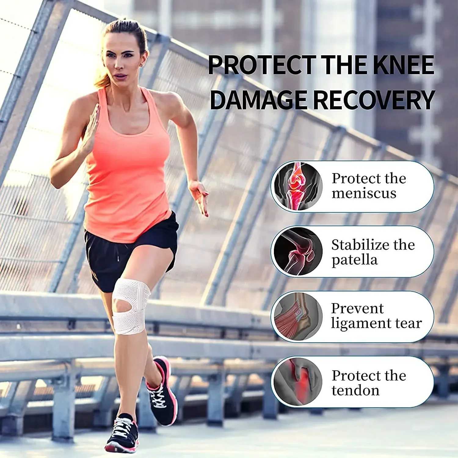 1pcs Knee Brace with Side StabilizersAdjustable Knee Support with Meniscus Pad Patella Gel Pad for Meniscus Tear Knee Pain J250917