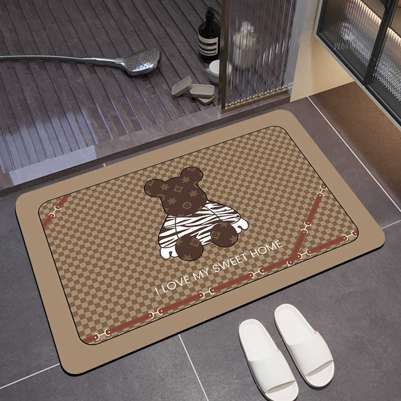 Trendy Violent Bear Diatomaceous Earth Mat HighEnd Bathroom WaterAbsorbent DirtResistant Easy to Clean NonSlip Mat Cartoon Pattern C250917