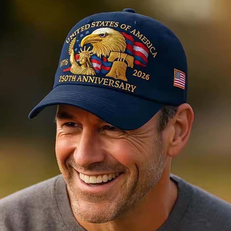 US 250th Anniversary Cap Adjustable Washed Cotton Baseball Cap Vintage Tribute Eagle Printed Patriotic Trucker Hat for Men Women