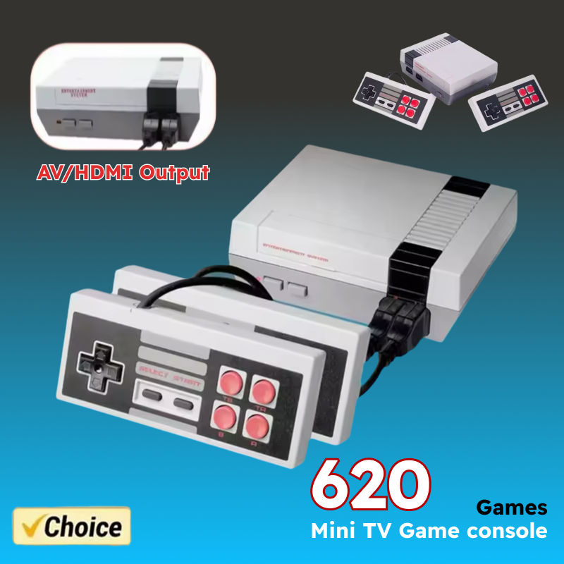 Retro Mini TV Handheld Home Entertainment Video Game Console AV Output Built-in 620 Classic Games Dual Gamepad Game Console