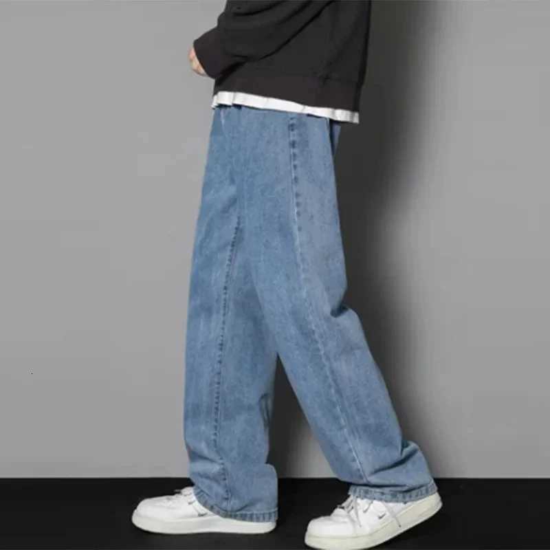 Men Fashion Baggy Casual Jeans Men High Street Straight Leg Pants Slim Fit Youthful Vitality Vintage Dark Blue Gray TrousersZ250917